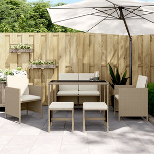 6-tlg. Garten Essgruppe Beige Poly Rattan
