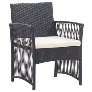 Gartensessel 2er Set mit Kissen, Schwarz
