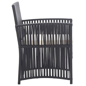 Gartensessel 2er Set mit Kissen, Schwarz