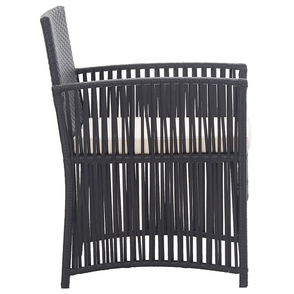 Gartensessel 2er Set mit Kissen, Schwarz