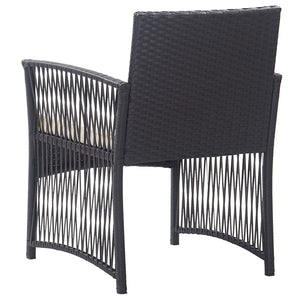 Gartensessel 2er Set mit Kissen, Schwarz