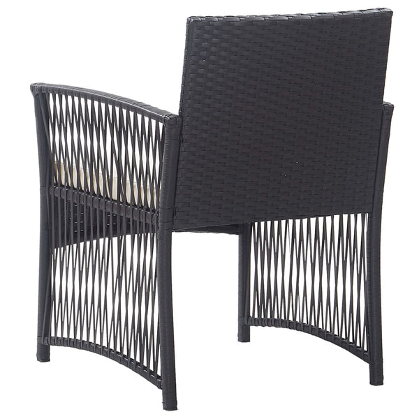 Gartensessel 2er Set mit Kissen, Schwarz