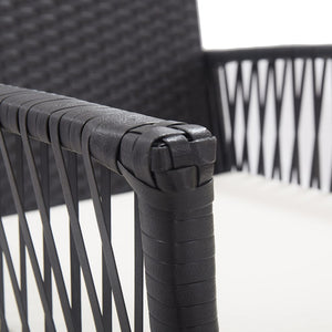 Gartensessel 2er Set mit Kissen, Schwarz