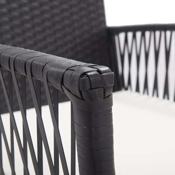Gartensessel 2er Set mit Kissen, Schwarz