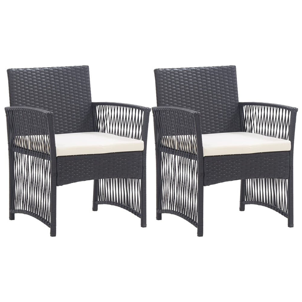 Gartensessel 2er Set mit Kissen, Schwarz
