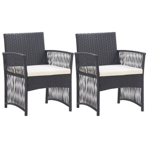 Gartensessel 2er Set mit Kissen, Schwarz