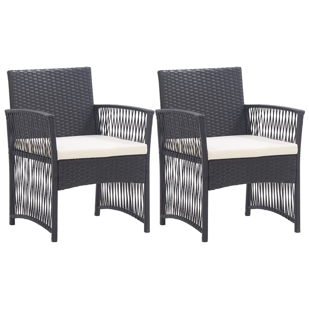 Gartensessel 2er Set mit Kissen, Schwarz