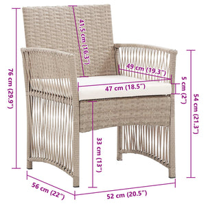 Gartensessel 2er Set Beige Poly Rattan