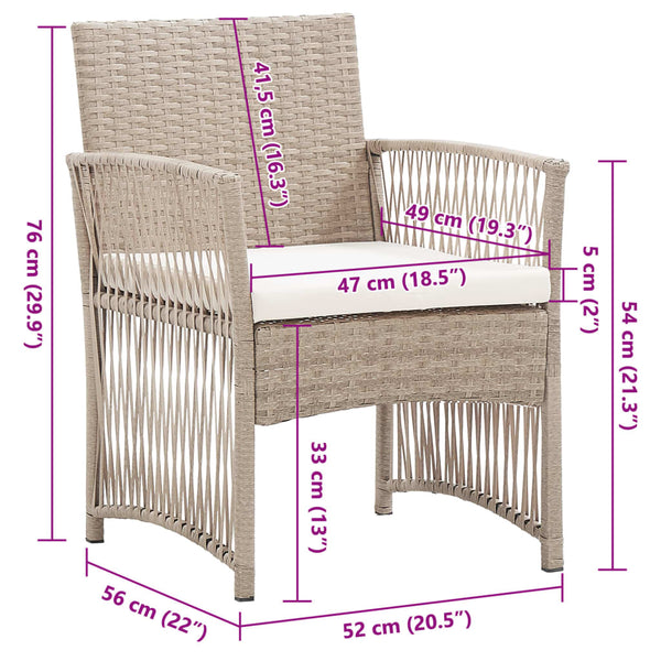 Gartensessel 2er Set Beige Poly Rattan