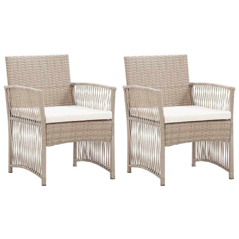 Gartensessel 2er Set Beige Poly Rattan