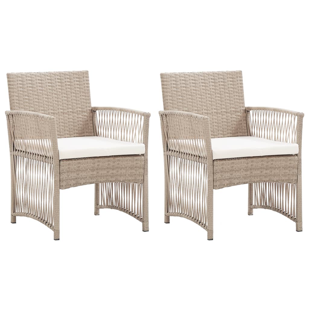 Gartensessel 2er Set Beige Poly Rattan