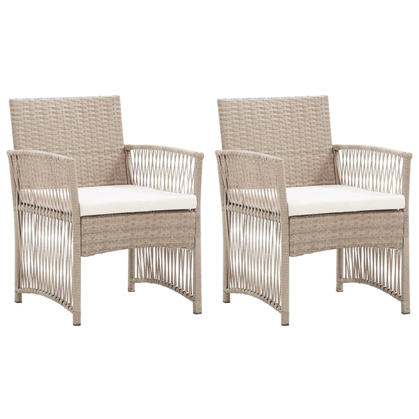 Gartensessel 2er Set Beige Poly Rattan
