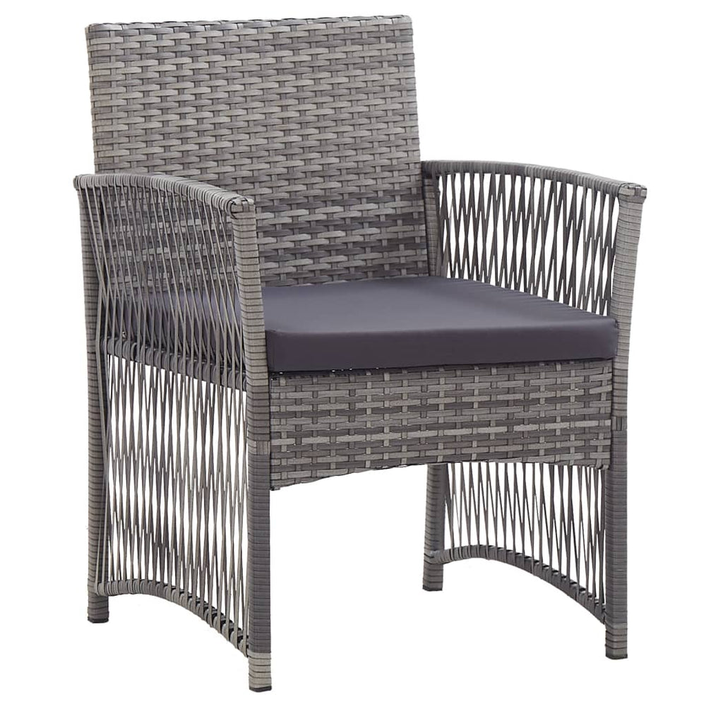 Gartensessel mit Kissen, 2er Set, Grau