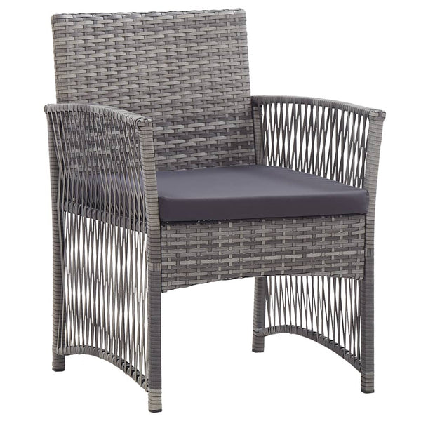 Gartensessel mit Kissen, 2er Set, Grau