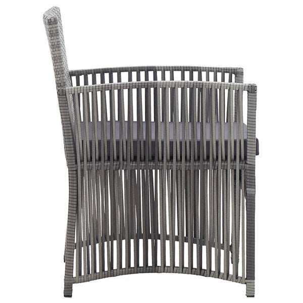 Gartensessel mit Kissen, 2er Set, Grau
