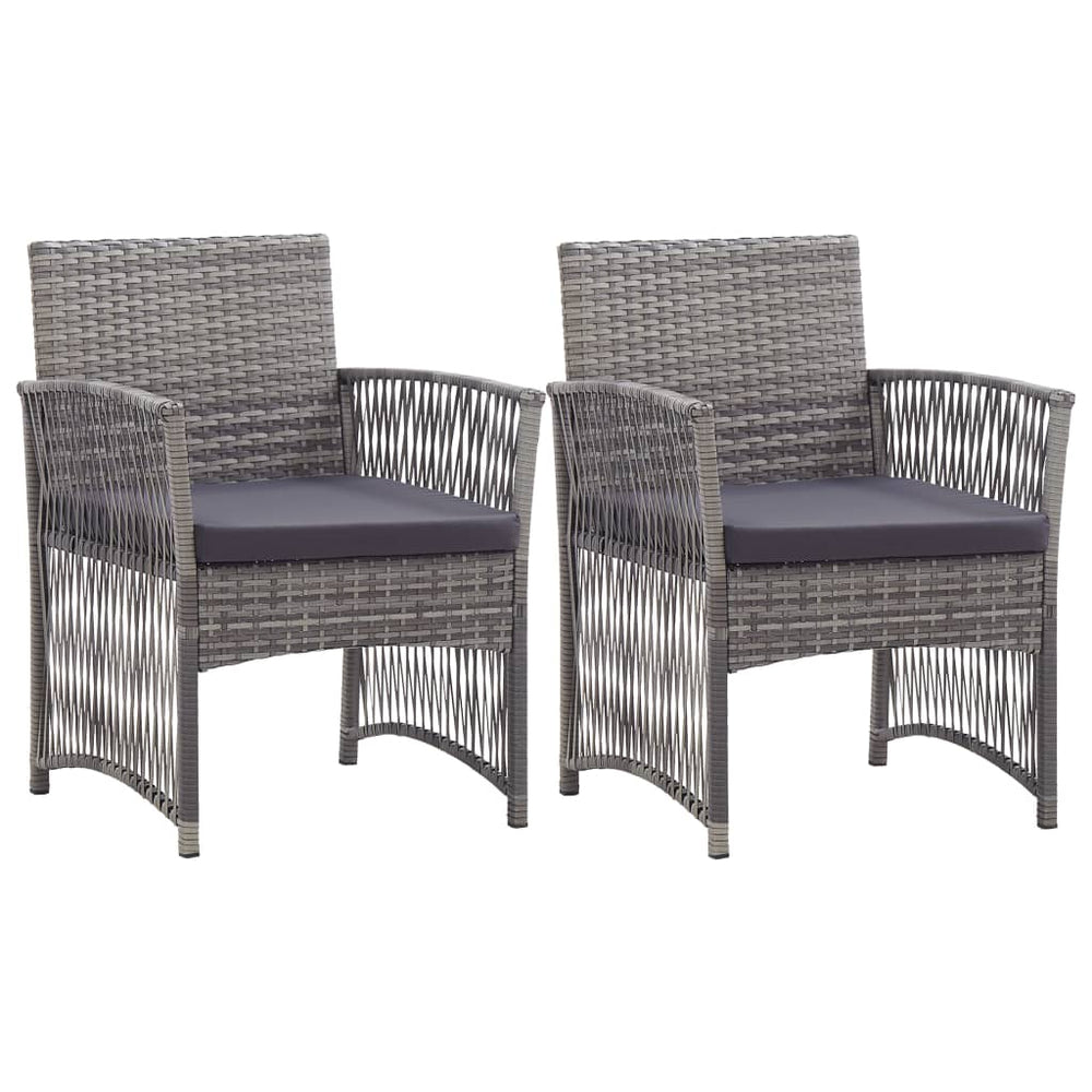 Gartensessel mit Kissen, 2er Set, Grau