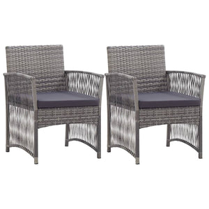 Gartensessel mit Kissen, 2er Set, Grau
