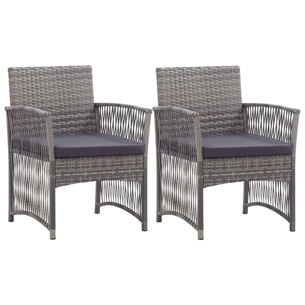 Gartensessel mit Kissen, 2er Set, Grau