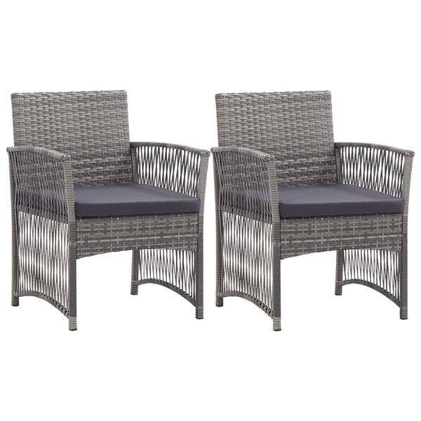 Gartensessel mit Kissen, 2er Set, Grau