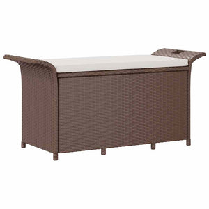 Gartenbank mit Kissen Braun Poly Rattan