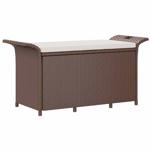 Gartenbank mit Kissen Braun Poly Rattan
