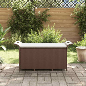 Gartenbank mit Kissen Braun Poly Rattan