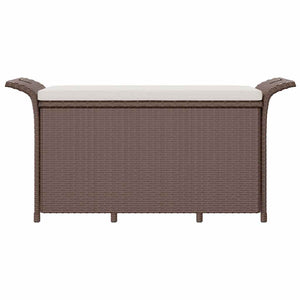 Gartenbank mit Kissen Braun Poly Rattan