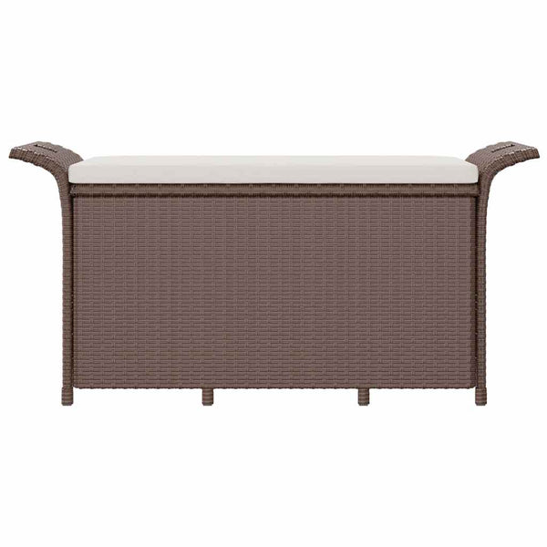Gartenbank mit Kissen Braun Poly Rattan