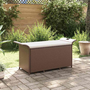 Gartenbank mit Kissen Braun Poly Rattan