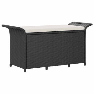 Gartenbank mit Kissen, Schwarz, Poly Rattan