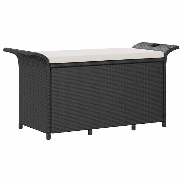 Gartenbank mit Kissen, Schwarz, Poly Rattan