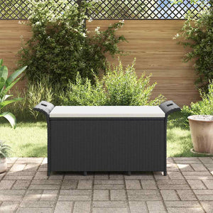 Gartenbank mit Kissen, Schwarz, Poly Rattan