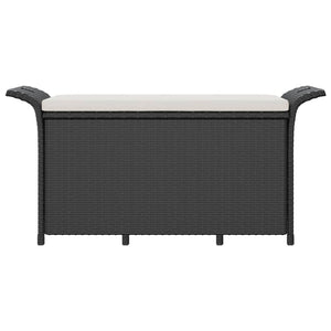 Gartenbank mit Kissen, Schwarz, Poly Rattan