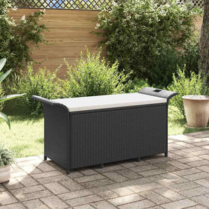 Gartenbank mit Kissen, Schwarz, Poly Rattan