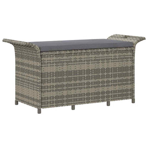 Gartenbank Grau mit Kissen 116cm Poly Rattan