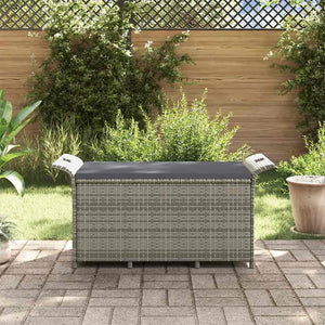 Gartenbank Grau mit Kissen 116cm Poly Rattan