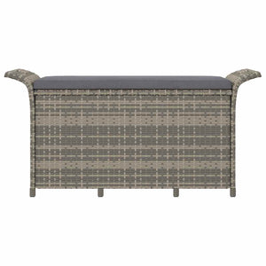 Gartenbank Grau mit Kissen 116cm Poly Rattan