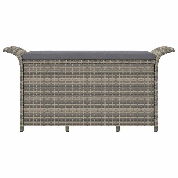Gartenbank Grau mit Kissen 116cm Poly Rattan