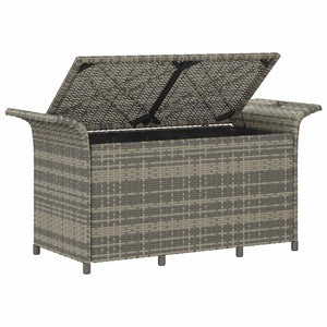 Gartenbank Grau mit Kissen 116cm Poly Rattan