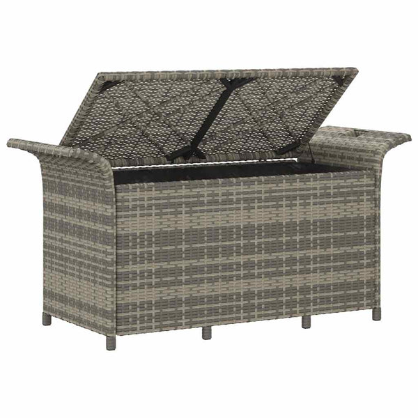 Gartenbank Grau mit Kissen 116cm Poly Rattan