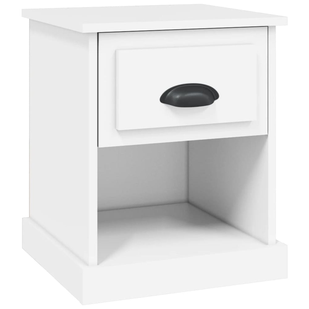 Weißer Nachttisch mit Schublade, 39 cm