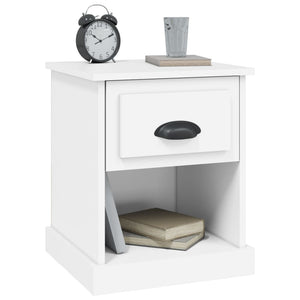Weißer Nachttisch mit Schublade, 39 cm