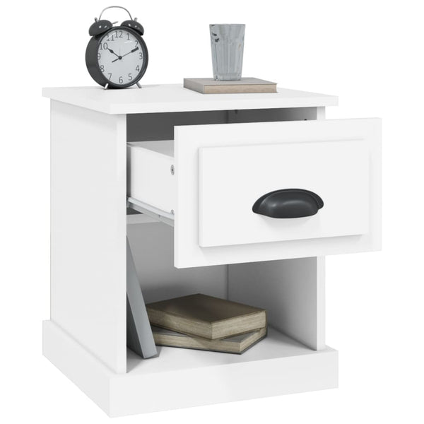 Weißer Nachttisch mit Schublade, 39 cm