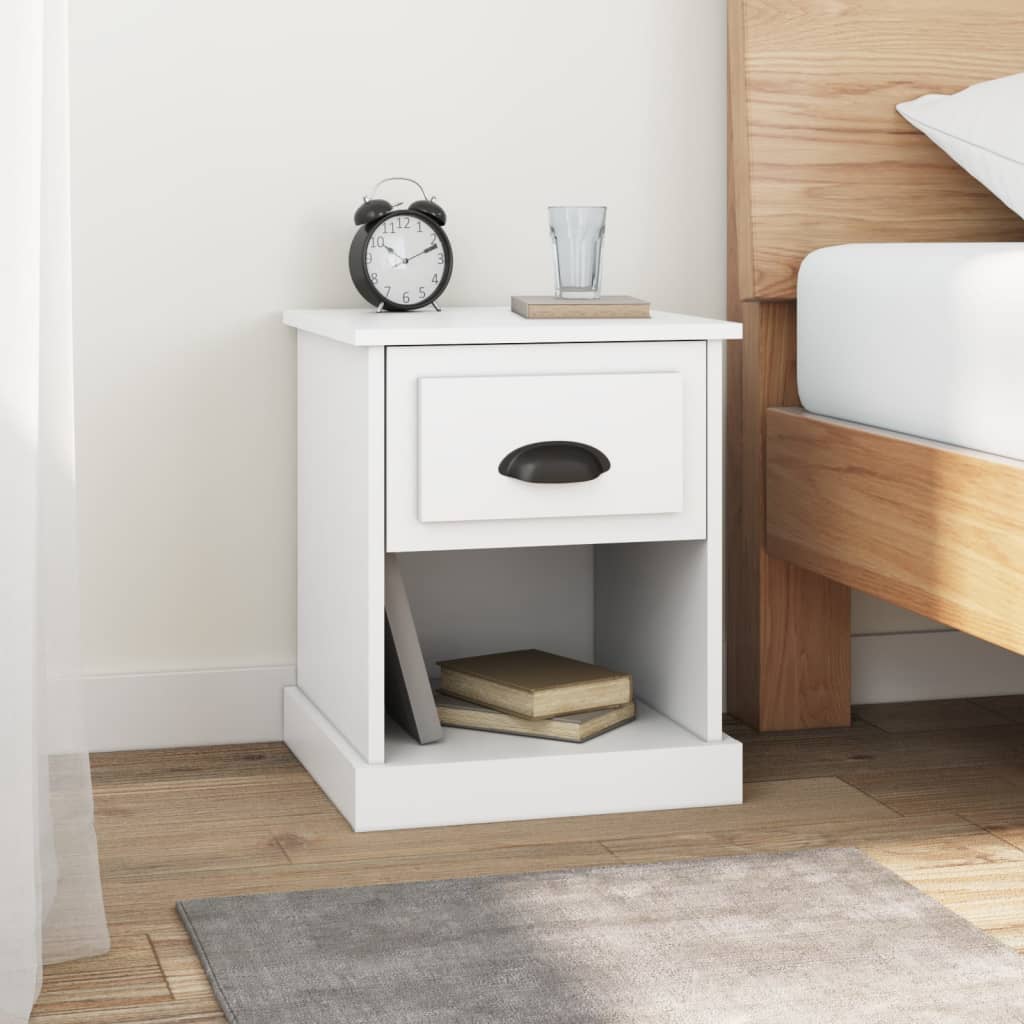Weißer Nachttisch mit Schublade, 39 cm