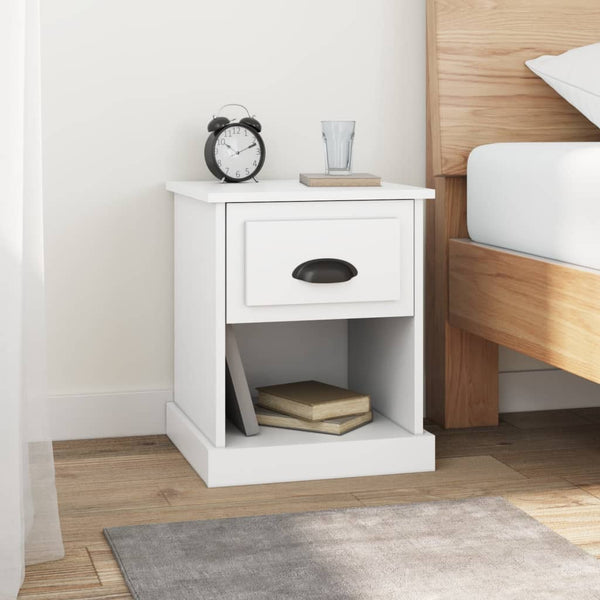 Weißer Nachttisch mit Schublade, 39 cm