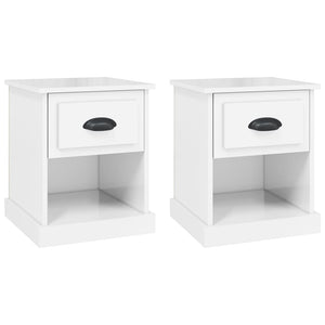 vidaXL Tables de chevet 2 pcs Blanc brillant 39x39x47,5 cm Bois d'ingénierie