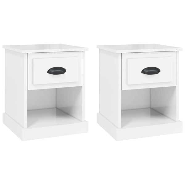 vidaXL Tables de chevet 2 pcs Blanc brillant 39x39x47,5 cm Bois d'ingénierie
