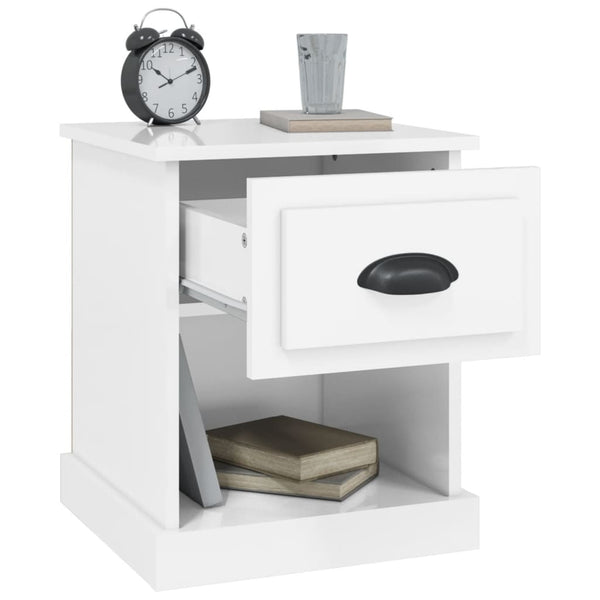 vidaXL Tables de chevet 2 pcs Blanc brillant 39x39x47,5 cm Bois d'ingénierie