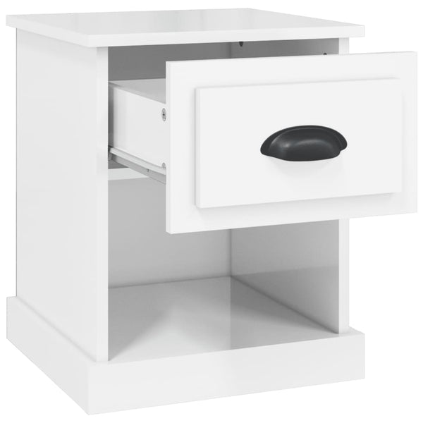 vidaXL Tables de chevet 2 pcs Blanc brillant 39x39x47,5 cm Bois d'ingénierie