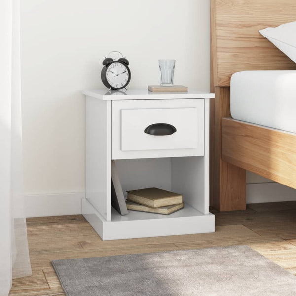 vidaXL Tables de chevet 2 pcs Blanc brillant 39x39x47,5 cm Bois d'ingénierie